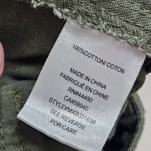 Love Fire Womens Cargo Pants Junior Size 3‎ Olive Green Cotton Pockets Loops - Picture 4 of 10